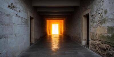 A tunnel with a light at the end photo
