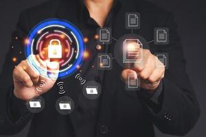 Document security concept. Document management system. Data encryption photo