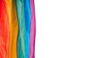 Top view of the rainbow flag or LGBT is on a white background with copy space photo