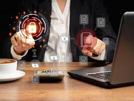 Document security concept. Document management system. Data encryption photo