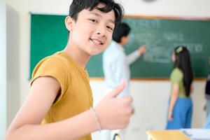 STEM Class, Teacher and students in basic engineering classroom photo