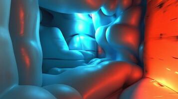 Abstract 3D render Blue and orange forms photo