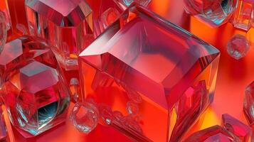 Red gemstone cluster, vibrant and shiny photo