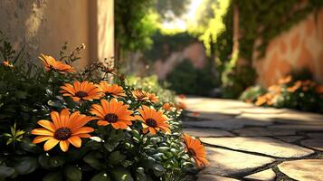 Close-Up of a Stunning Bloom in a Serene Garden Setting photo