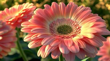 Vibrant Bloom Highlighted Against the Serenity of a Garden Scene photo