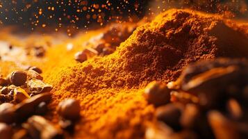 Hyper-Realistic Spice Textures Enhanced by Soft, Natural Lighting Effects photo
