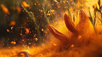 Hyper-Realistic Photography of Spices Highlighting Vibrant Textures and Lighting photo