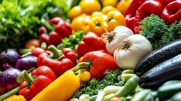 A close-up view of fresh, colorful vegetables with crisp textures photo