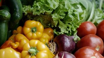 Fresh vegetables in close-up shot, radiating nature's colorful brilliance photo
