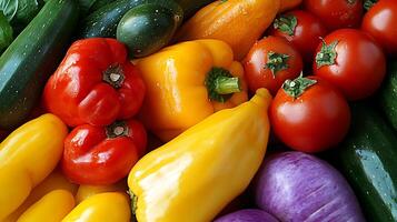 Close-up of fresh, vibrant vegetables in brilliant color and texture photo