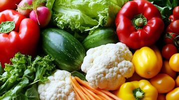 A close-up shot of fresh, colorful vegetables in their natural state photo