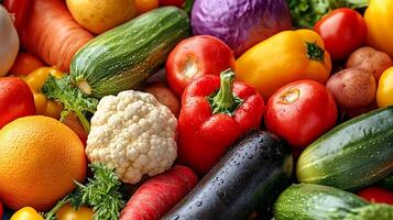 Fresh vegetables arranged in colorful patterns, captured in a close-up shot photo