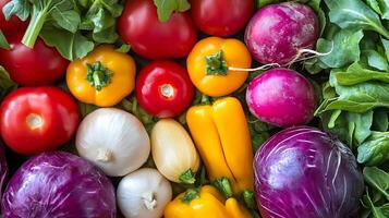 A stunning close-up of fresh, vibrant vegetables set in natural lighting photo