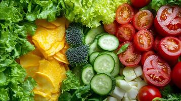 A close-up of vibrant, fresh vegetables with a mix of colors and textures photo