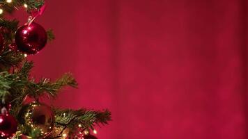 Red Christmas Background With Tree And Copy Space On The Right video