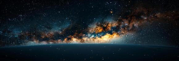Stunning Dark Star-Filled Sky with a Vibrant View of the Milky Way Galaxy. Concept of Cosmic Exploration, Night Sky Observation, Universe Beauty. Banner photo