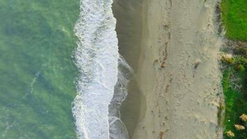 Rough Ocean With Beach Nature Background Overhead Vertical Relaxing video