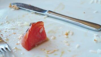 An empty dirty plate with a fork. video