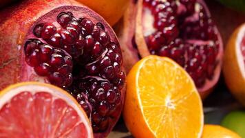 A Vibrant and Diverse Selection of Fresh Citrus Fruits and Pomegranate video