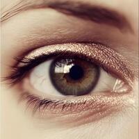 Human Eye close-up with eyelashes iris and eyes vision photo