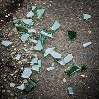 Scattered broken glass sharp edges photo