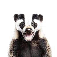 Isolated Angry Aggressive Badger Wildlife Mammal photo