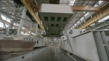 A large Industrial Workshop with Cranes and various Machinery for efficient operations. Stock Clip video
