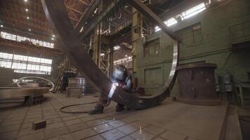 The Industrial Welding Process in a factory is complex and involves multiple stages. Stock Clip video