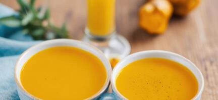 Golden milk turmeric close up. photo
