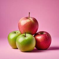 Whole apple fruits on colorful background. photo