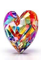 Glass heart. Shiny luminous love symbol. photo