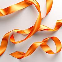 Set of beautiful orange silk bow decorations. photo