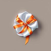 Set of beautiful orange silk bow decorations. photo