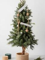 Christmas tree with vintage decorations. photo