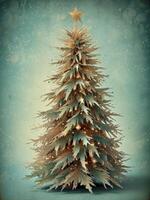 Christmas tree with vintage decorations. photo