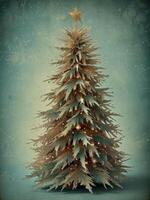 Christmas tree with vintage decorations. photo