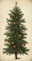 Christmas tree with vintage decorations. photo