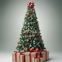 Christmas tree with vintage decorations. photo