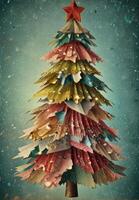 Christmas tree with vintage decorations. photo