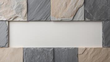 Rustic slate stone background with copy space. photo