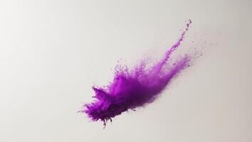 Capture the striking splash of violet dust on a light canvas in a captivating visual that provides plenty of area for written content. photo