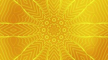 Gold geometric pattern with symmetrical lines and star shapes. Ideal for luxury branding, elegant backgrounds, and festive designs. Great for textiles and stationery. video