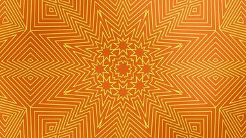 Orange and yellow geometric lines form a symmetrical star pattern, perfect for background designs, abstract art projects, or modern print materials. video
