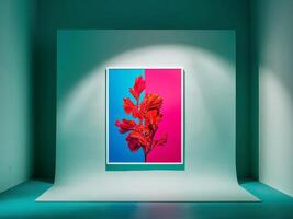 A colorful painting on a wall in a room photo