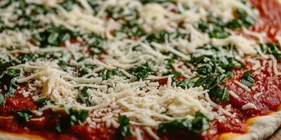 Close-up of gluten-free pizza crust with evenly spread toppings, photorealistic food photo