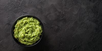 Close-up of guacamole in a small ramekin, no extra elements, gastronomy photography photo