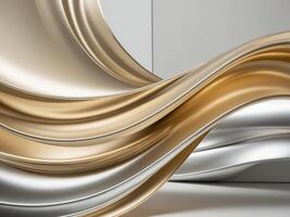 Abstract metallic background flowing in golden and silver waves. photo
