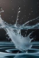 Captivating splash of water on dark background an abstract display of liquid motion. photo