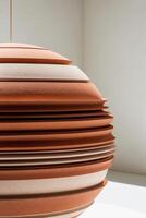 Abstract Sphere with Curved Layers in Earth Tones. photo