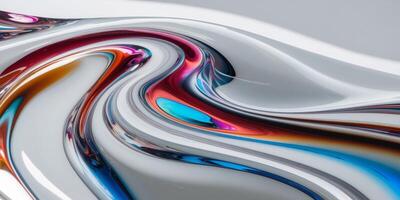 Abstract Fluid Art Glossy Waves and Colorful Reflections. photo